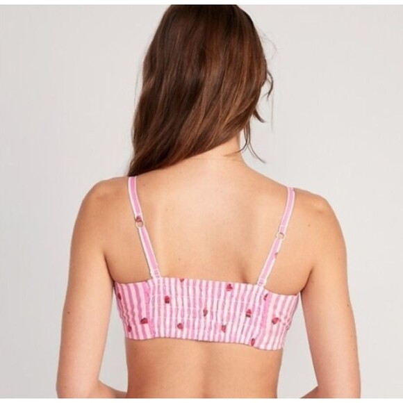 Old Navy Match the Fam Bralette XL Pink Strawberry Striped Bralette NWT - Picture 2 of 12